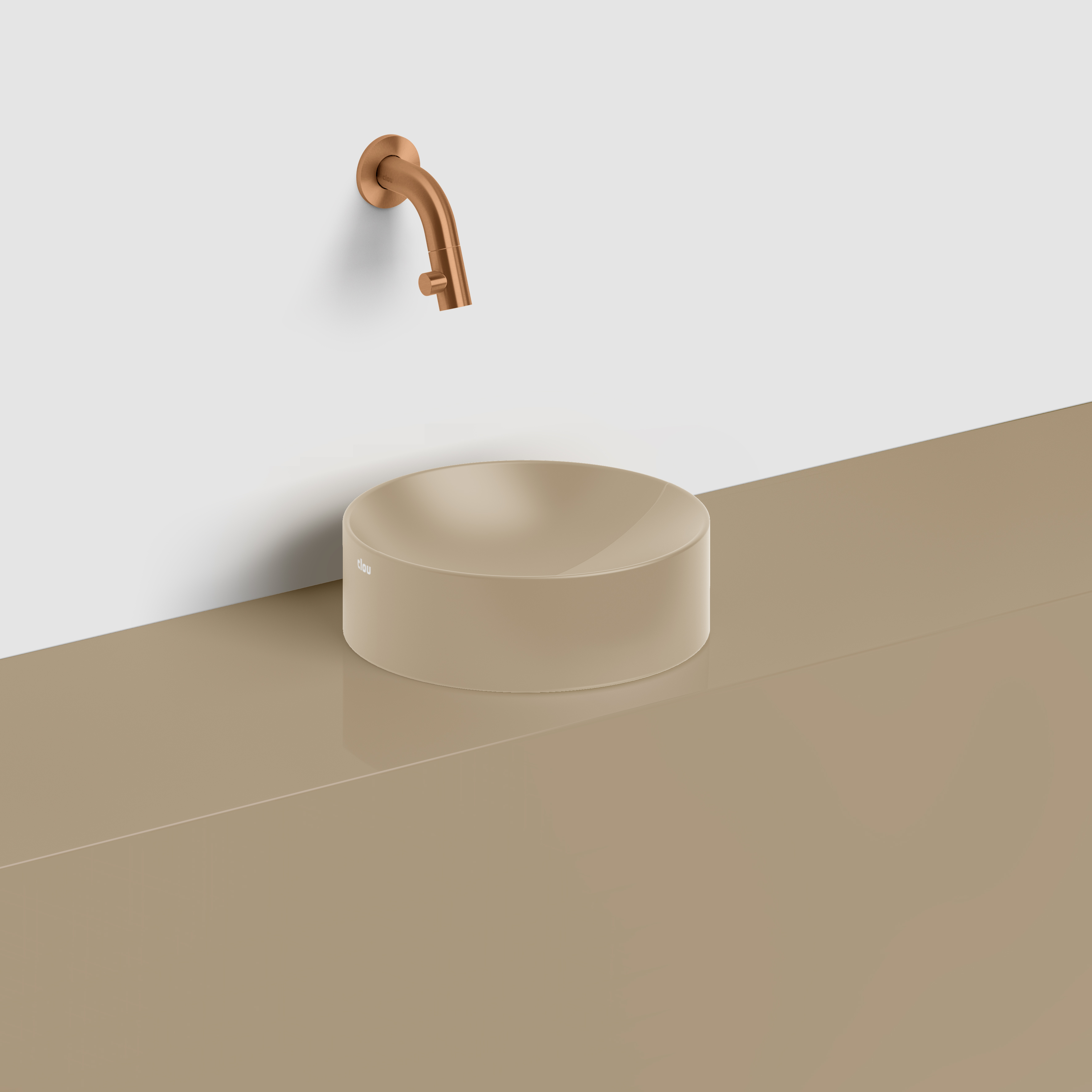Clou Vale fontein, ø22 cm, zonder kranenbank, mat mosterd keram